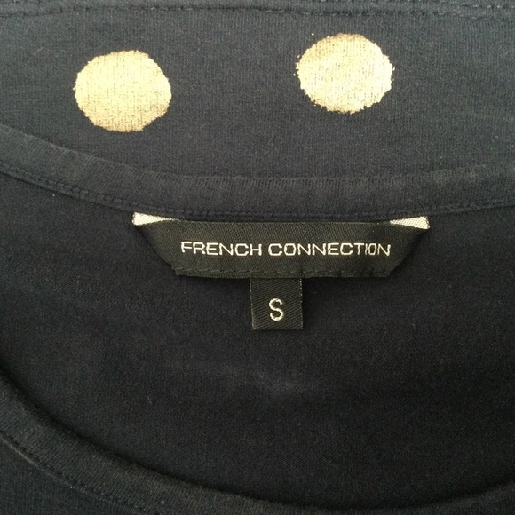 French Connection Navy and Gold Polka Dot Dress - Picture 9 of 11